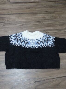 Fair Isle Navy Sweater Women Small New Without Tags